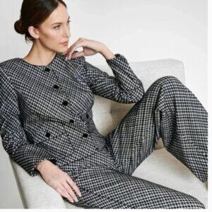 Spanx Ponte Lady  Plaid Blazer Jacket Black White size X-small NWT